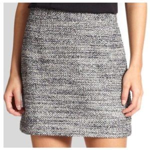 THEORY Palten Navy Blue Black White Boucle Tweed Mini Skirt Size 12 BNWT